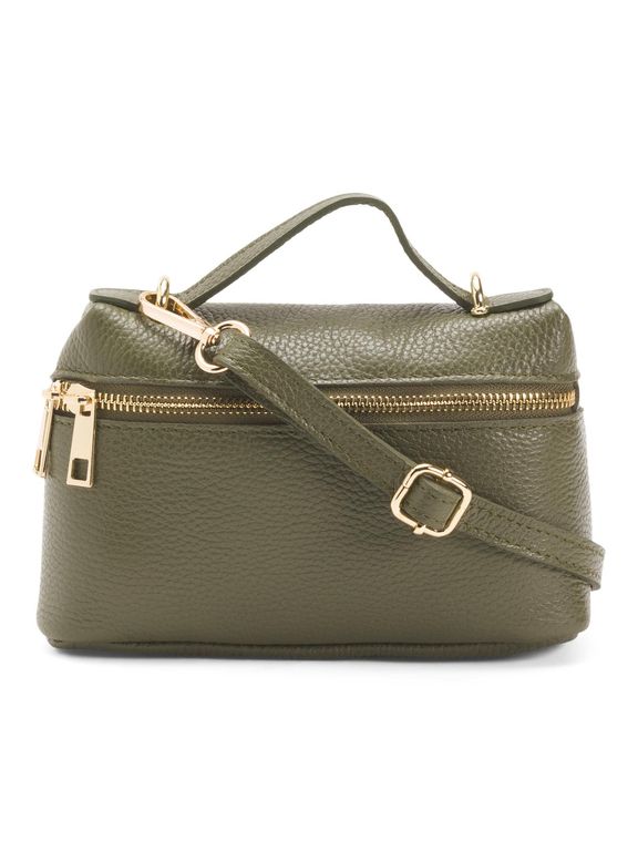 Leather Vanity Crossbody Case, Leather - Green - Tj Maxx Shoulder Bags