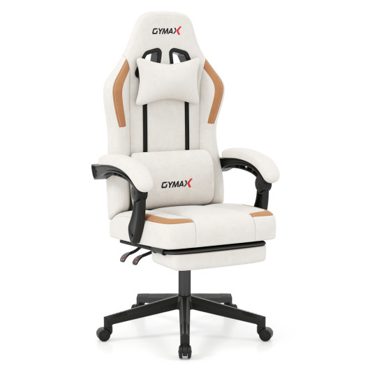 Costway Ergonomic Video Game Chair with Headrest for Home Office-Beige