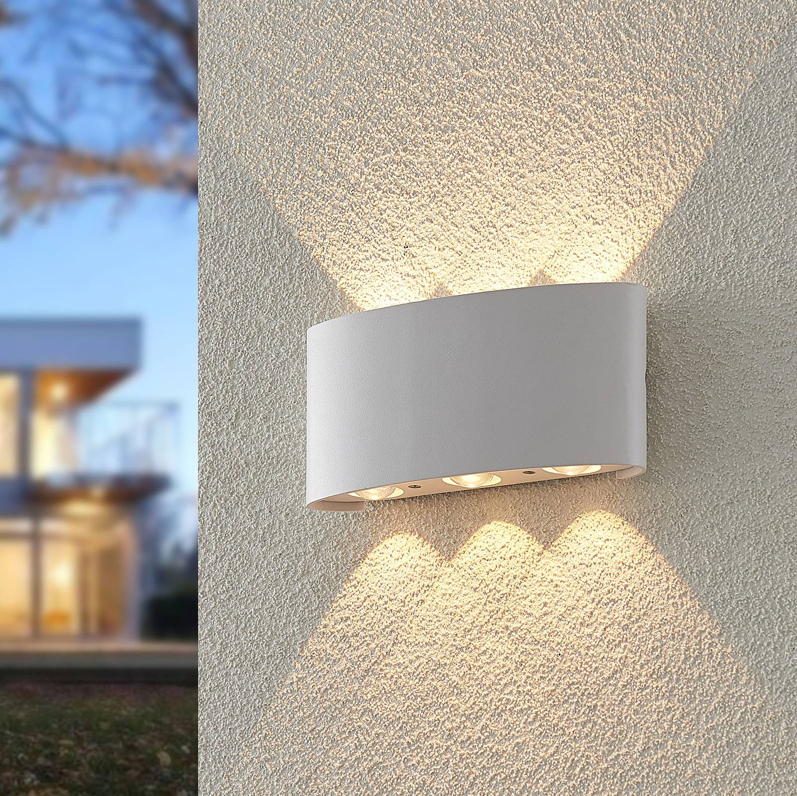 LED Outdoor Wall Light Emirana ELC, White / opal, Aluminium, Modern, Outdoor Wall Light