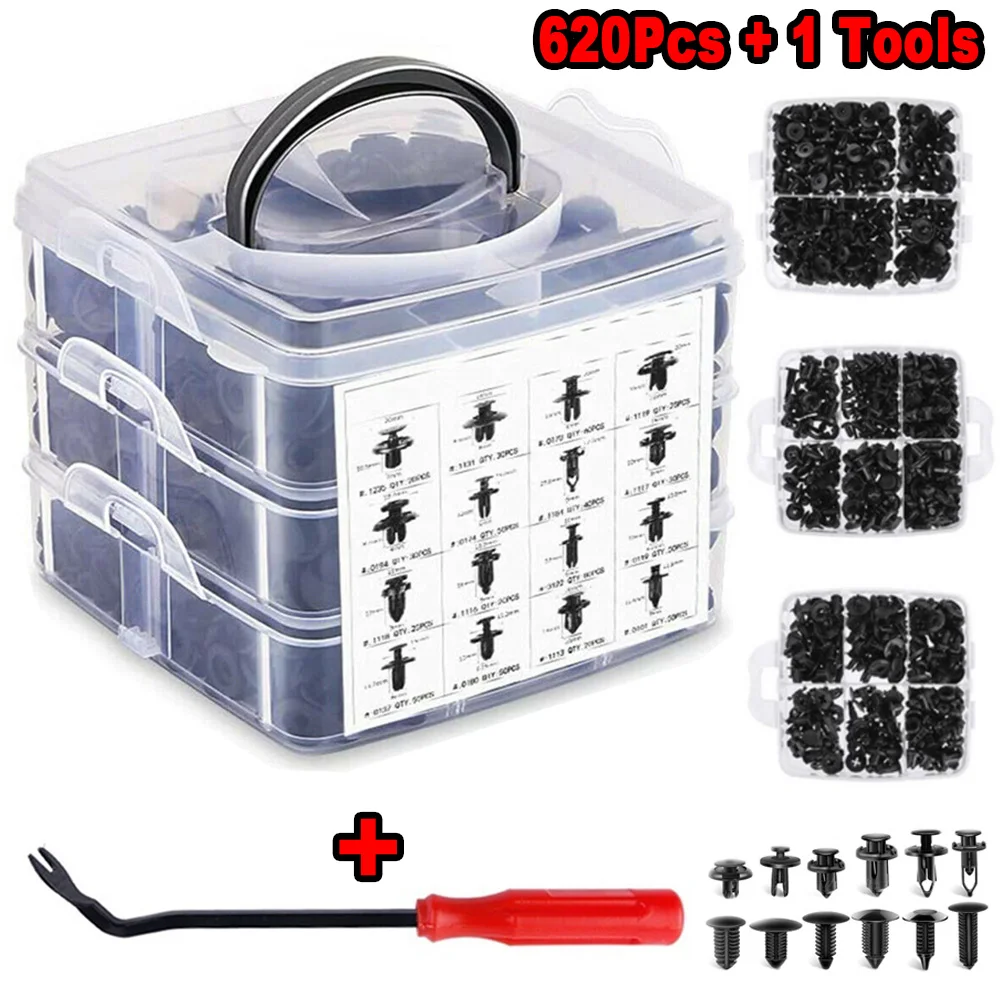 Kit clip di fissaggio automatico Clip per rivetti parafango Strumento per la rimozione del rivestimento del pannello Clip per pannello di rivestimento della porta del paraurti del perno di fissaggio