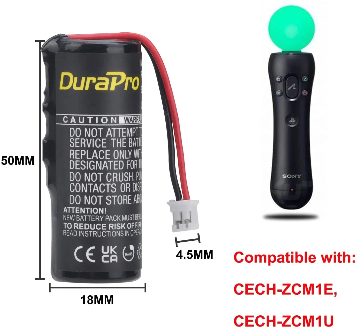 DuraPro LIS1441 Akku 3,7V 2000mAh Wiederaufladbarer Lithium-Akku für Sony Playstation 3 PS3 Move Motion Controller Rechte Hand