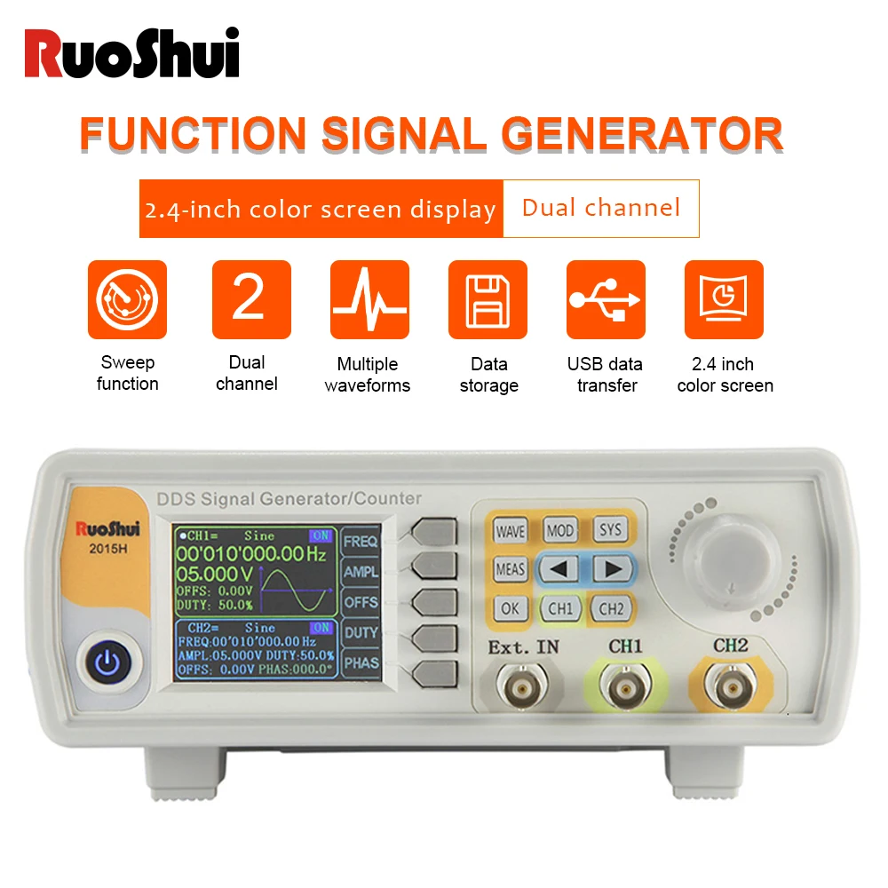 RuoShui DDS Signal Generator Hohe Genauigkeit Dual-kanal Universal Funktion Generator Zähler Arbitrary Waveform Frequenz Meter Image