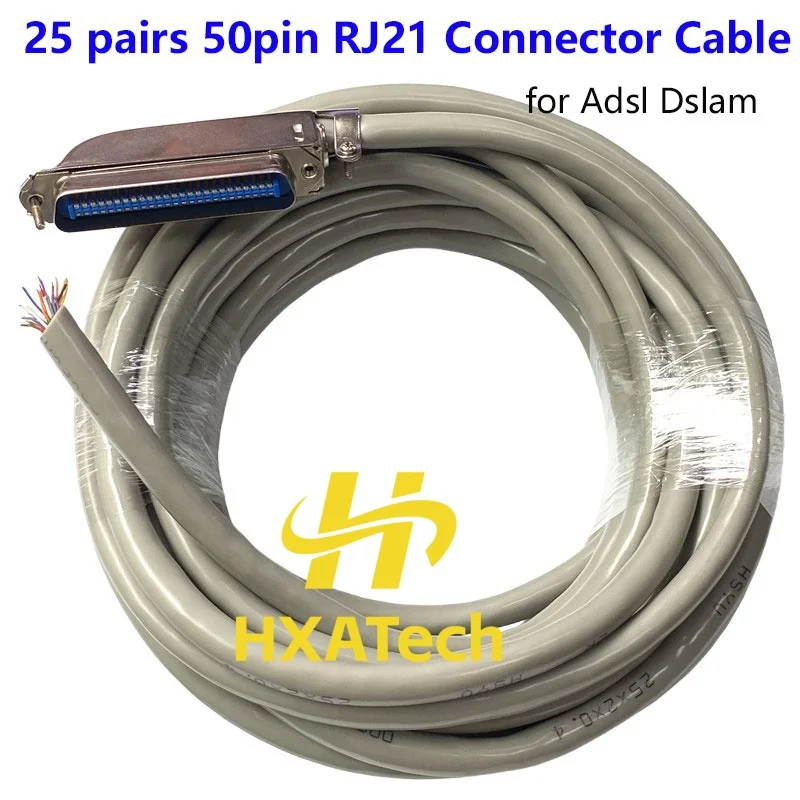 25 Paar 50-poliges RJ21-Verbindungskabel, 50-poliges Stecker-Einzelkopf-Stromkabel für verschiedene Schalter, Dslam, 24-polig, individuell angepasst Image