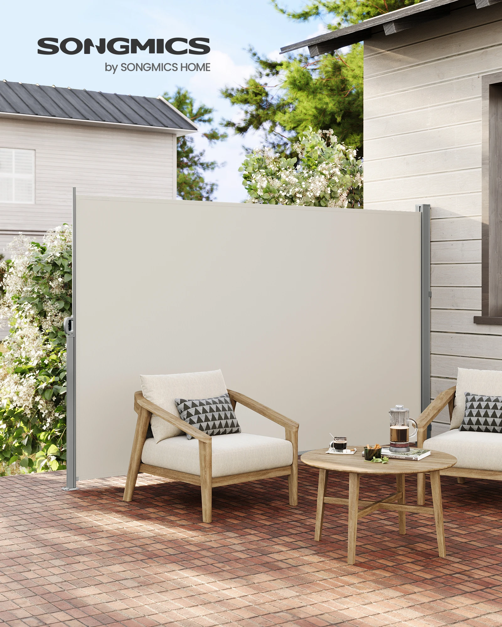 SONGMICS Seitenmarkise Sichtschutz Windschutz Markise ausziehbar Image