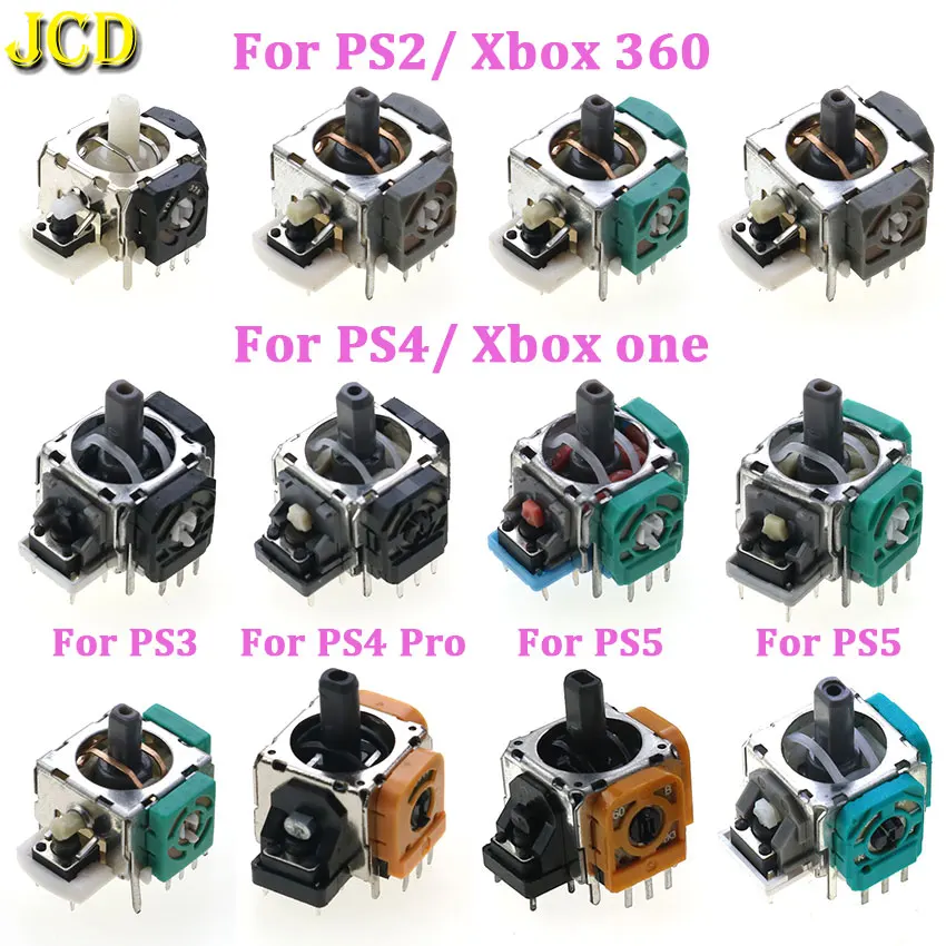 JCD 2PCS Für Xbox One 360 Controller 3D Analog Joystick Grip Stick Sensor Modul Potentiometer Für PS5 PS2 PS3 PS4 pro Gamepad