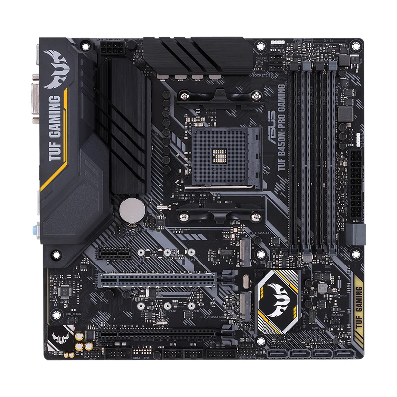 ASUS TUF B450M-PRO GAMING AMD B450 mATX Gaming-Motherboard mit Aura Sync RGB LED-Beleuchtung, DDR4 4400 MHz-Unterstützung, Dual M.2 USB3.1 Image
