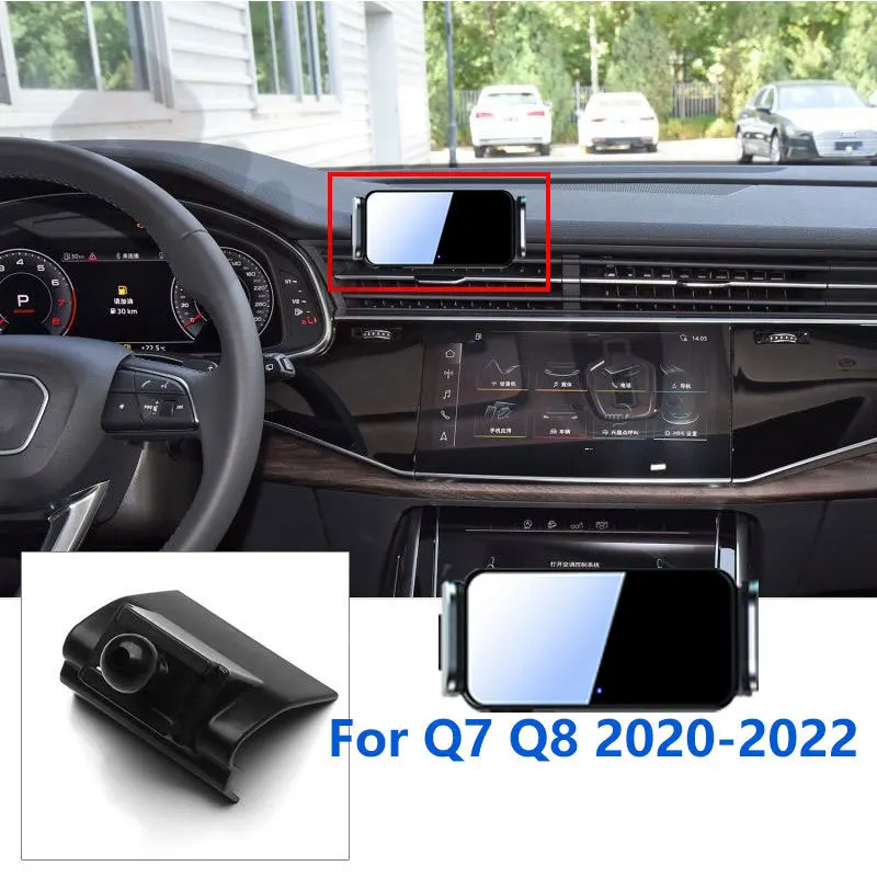 Automatische Klemmung Auto Handy halter für Audi Q7 Q8 4m feste Basis mit drehbarer elektrischer Halterung Zubehör GPS-Unterstützung Image