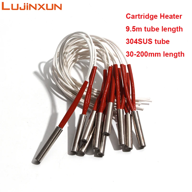 LUJINXUN 9,5 x 30–200 mm Single-End-Elektro-Heizrohr, 220 V, Heizpatrone 85 W–600 W, für elektrischen Widerstand, 5 Stück Image