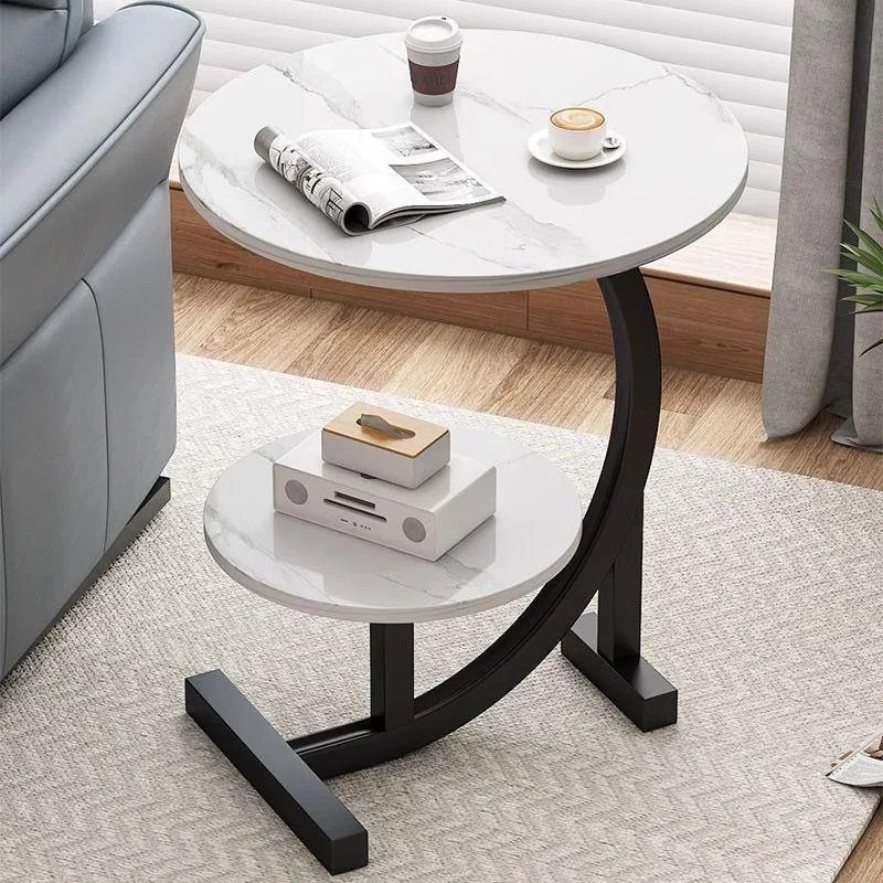 Einfacher und praktischer Couchtisch mit runder Kante, Wohnzimmer, Sofa, Ecke, Schlafzimmer, Nachttisch, kleiner Tisch, Internet-Promi, Doppelregal
