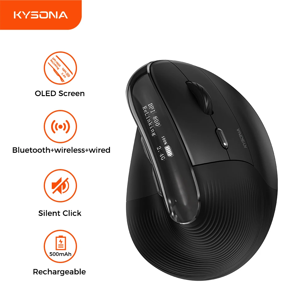 Drahtlose rechte Hand vertikale RGB ergonomische Gaming-Maus wiederaufladbar 4000DPI USB optische Handgelenk gesunde Mause für PC-Computer Image