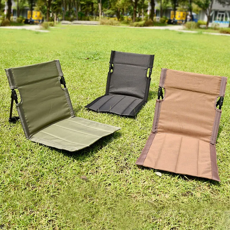 Klappbarer Strandstuhl, tragbarer Lazy Chair für Garten, Rasen, Lounge-Sessel mit Rückenlehne und Sitzkissen, faltbare Matte für den Außenbereich Image