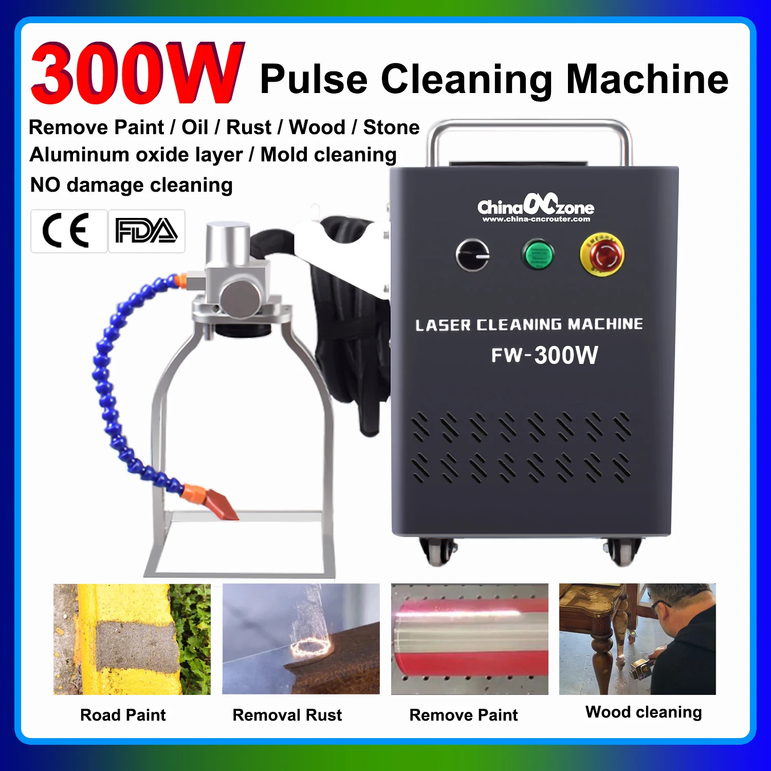 300W JPT Puls-Laser-Reinigungsmaschine zum Entfernen von Rost, Öl, Farbe, Metall, Holz, Wand, Auto-Rostentfernung, Kaltlaser-Reiniger 200W Image
