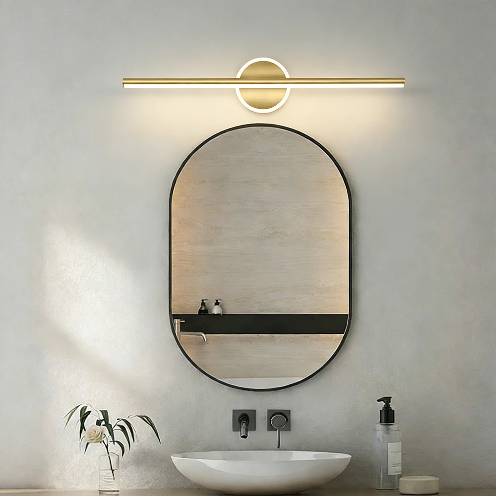 Moderne LED-Wandleuchte mit minimalistischen Linien und Textur in Metallic-Schwarz-Gold für Schlafzimmer, Waschtischbeleuchtung, Badezimmerspiegel, Flure und Eingangsbereiche