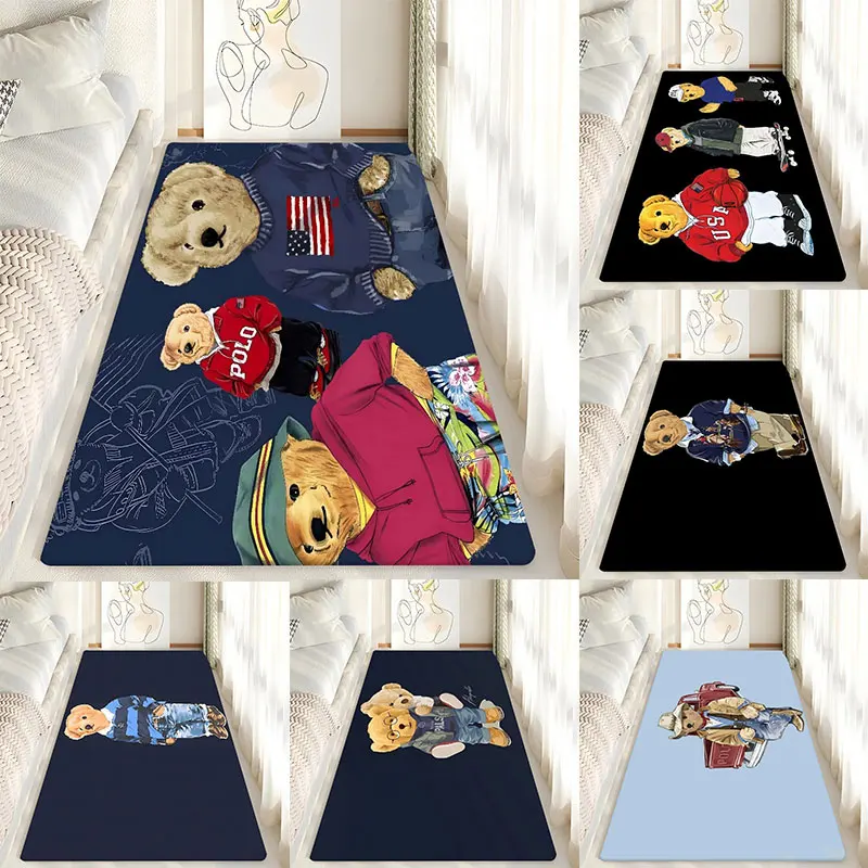 Niedlicher Teddybär Happy Bodenmatte Badezimmermatte Kinderzimmer Schlafzimmer Dekoration Balkon Anti-Rutsch-Fußmatte Wohnzimmer Willkommensteppich INS Image