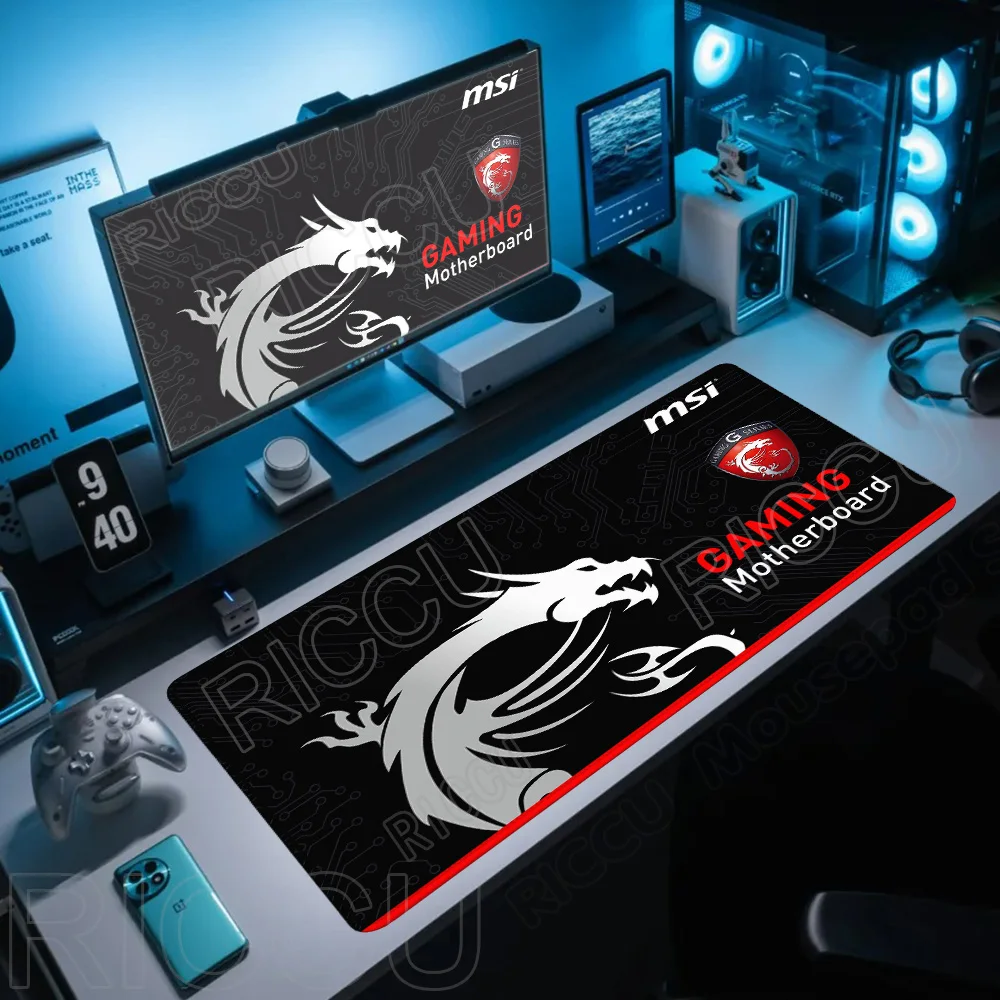 HD XXL 40x90cm Esports PC Zubehör MSI Spiel Mauspad Gaming Computer Gamer Großes Naturkautschuk Kunst Mousepad erweitern Schreibtischunterlage Image