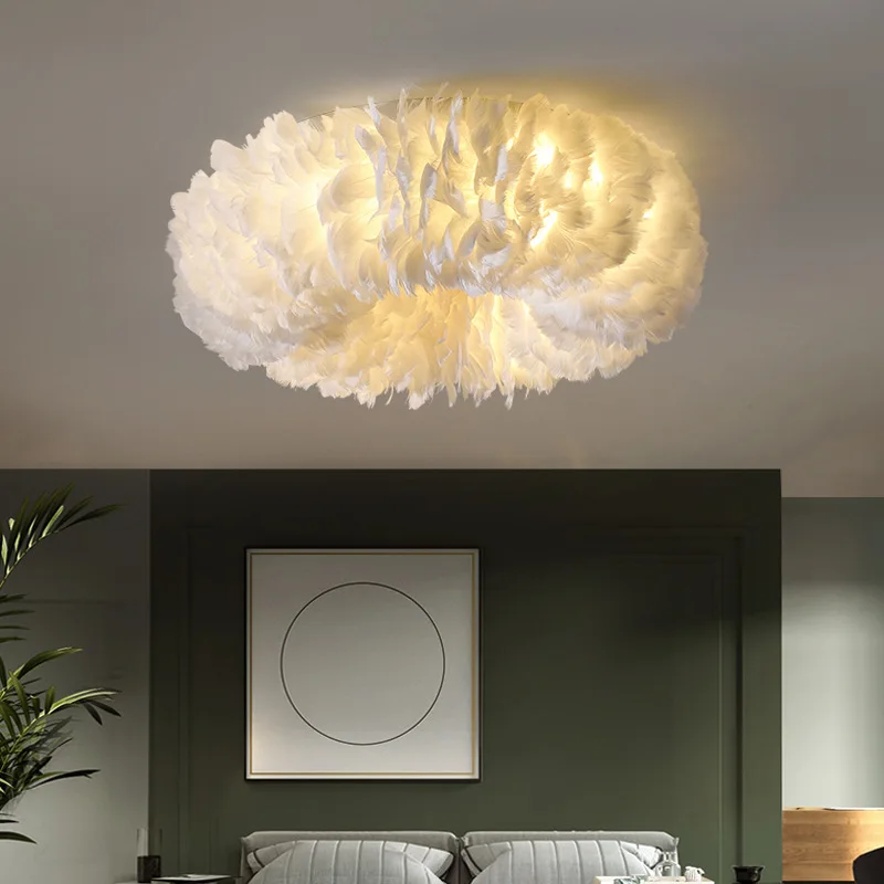 Moderne LED Decke Licht Nordic Neue Feder Schlafzimmer Wohnzimmer Flur Einfache Warme Romantische Kinder Kid Leuchte Dekor Lampe
