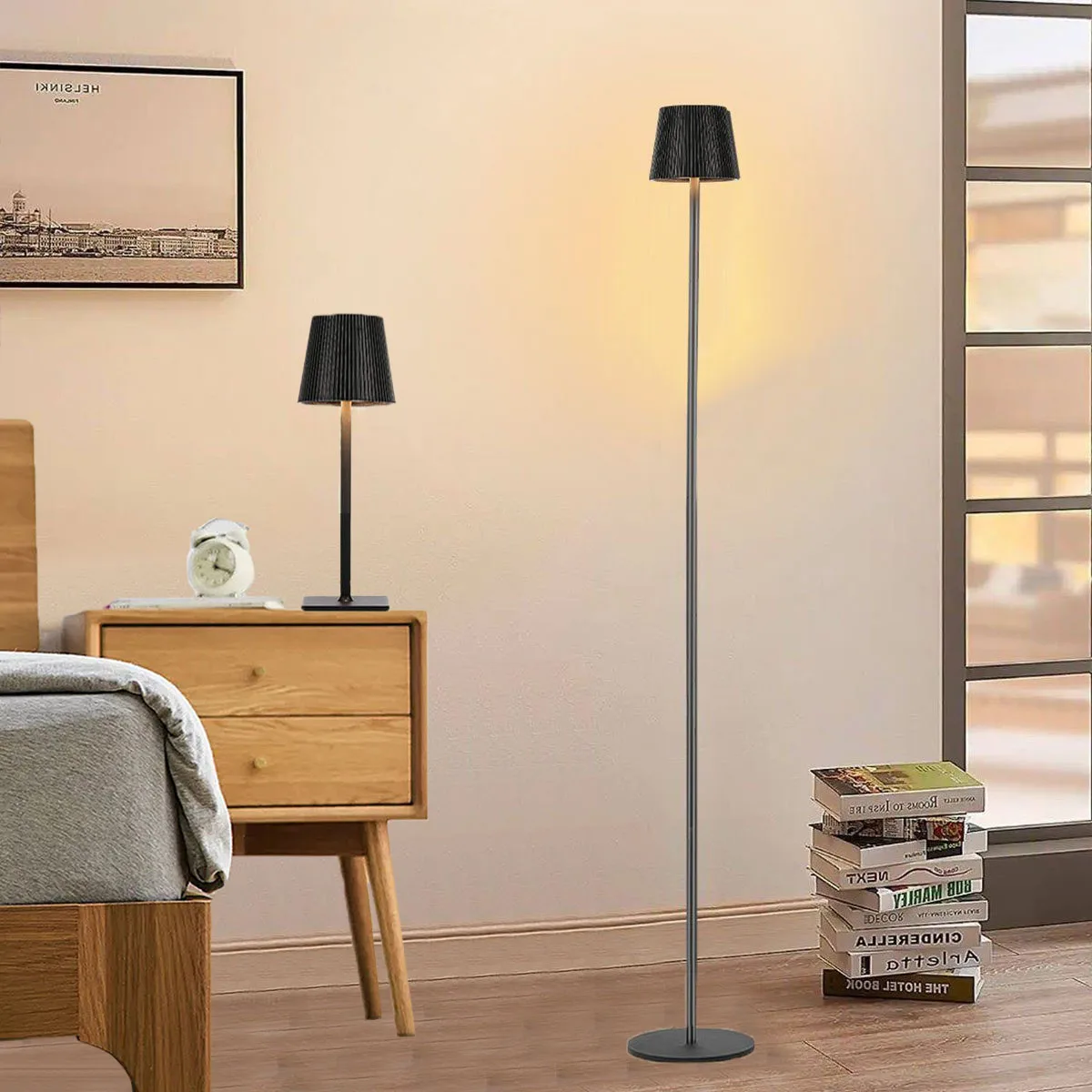 3-in-1-Design-LED-Stehlampe 130 cm, kabellose Stehlampe mit Touch-Funktion, abnehmbare Leselampe mit 8000-mAh-Akku