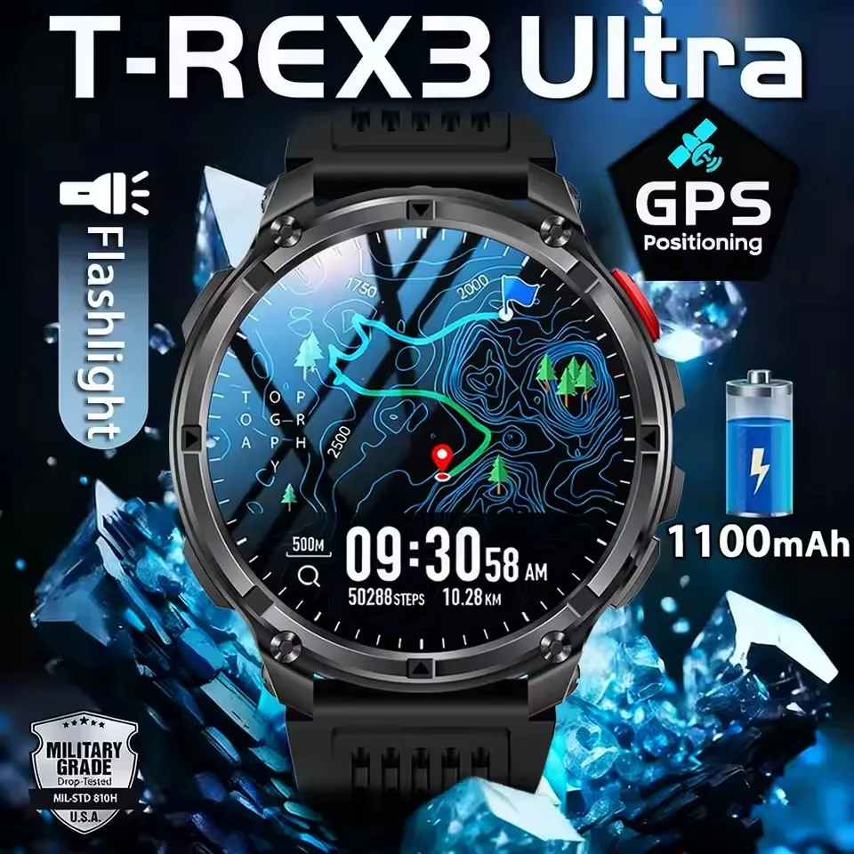 Neue Militär T-Rex3 Ultra 1100 mAh Batterie Smart Uhr Im Freien GPS Track Kompass IP69K Wasserdichte Sport tracker Smartwatches Image