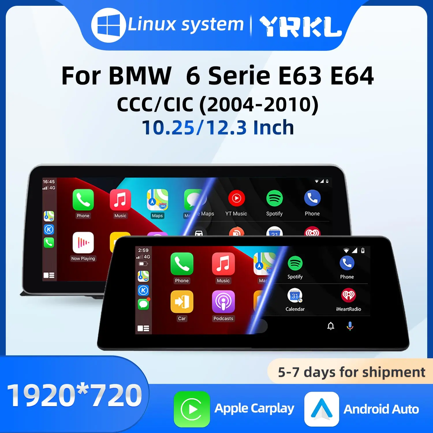 Linux für BMW 6er Serie E63 E64 Kabelloses Carplay Auto-Multimedia-Videoplayer Touchscreen Android Auto GPS Radio Navigation Image