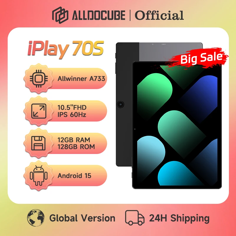 ALLDOCUBE iPlay70 S Tablet 10,5" 60Hz Display Allwinner A733 12GB (4GB+8GB Virtual)RAM 128GB ROM Android 15 Wifi Tablet 6000mAh Image