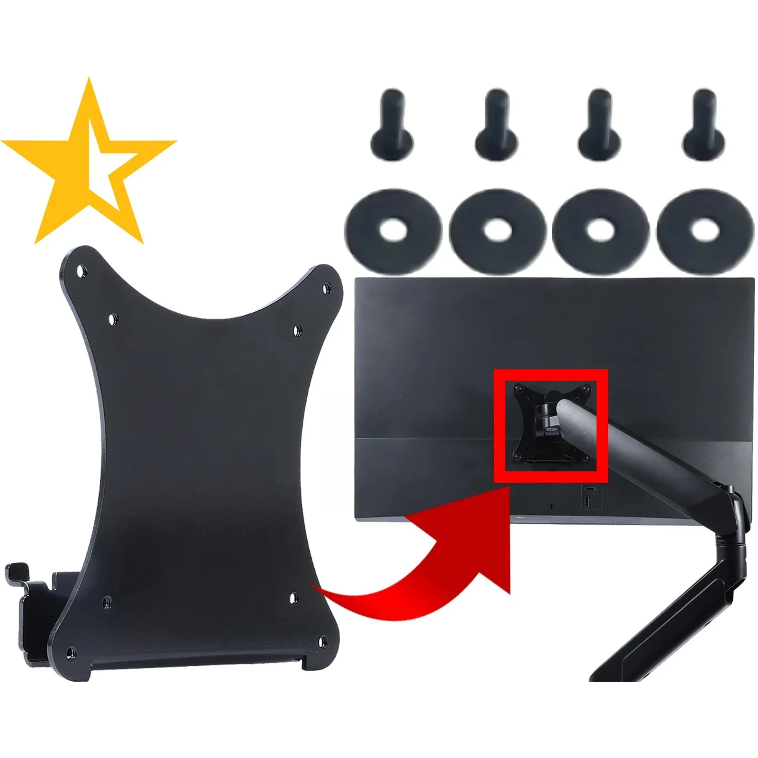 VESA-Montageadapter für Lenovo L-Serie L27q-10 L27q-20 X-Serie X27q-10 Monitorhalterung an Ständer/Arm/Schreibtischhalterung Image