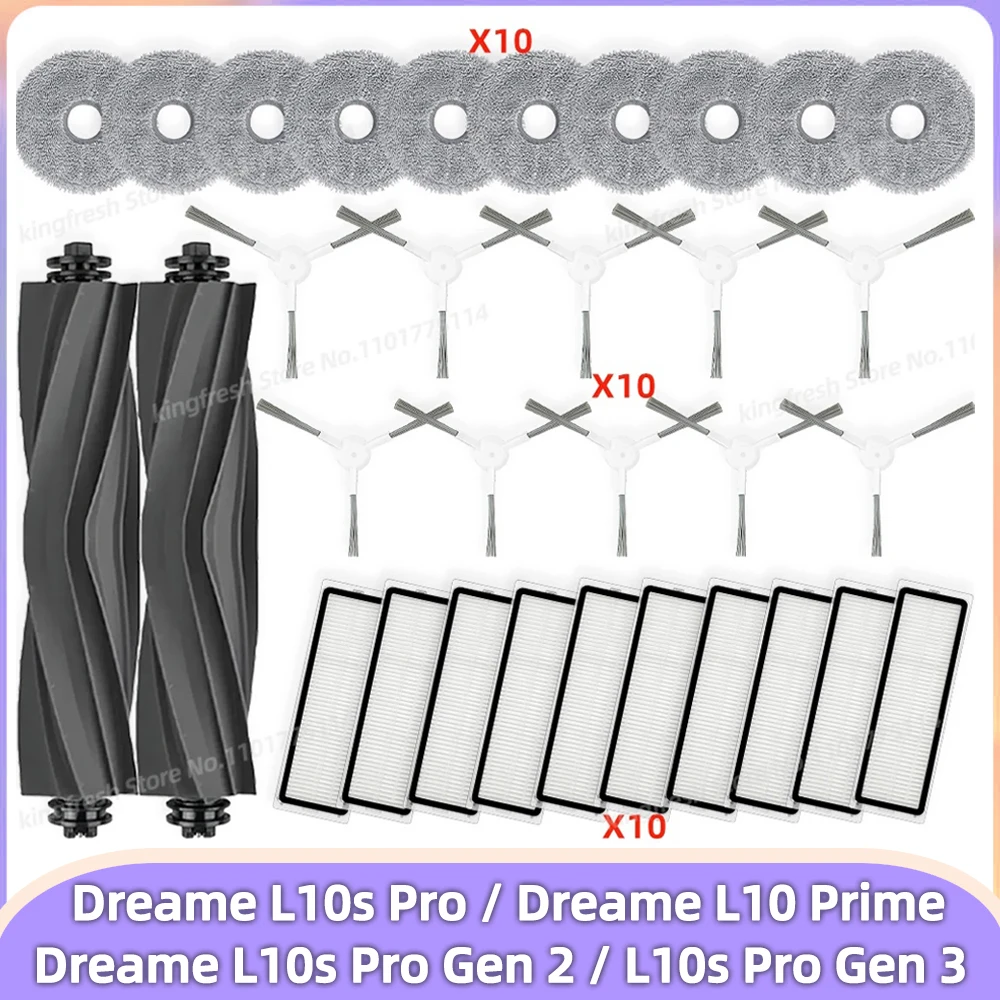 Kompatibel mit ( Dreame L10s Pro Gen 3 / Dreame L10s Pro Gen 2 / Dreame L10s Pro / Dreame L10 Prime ) Teile Hauptbürste Seitenbürste HEPA-Filter Wischmopp Zubehör Image