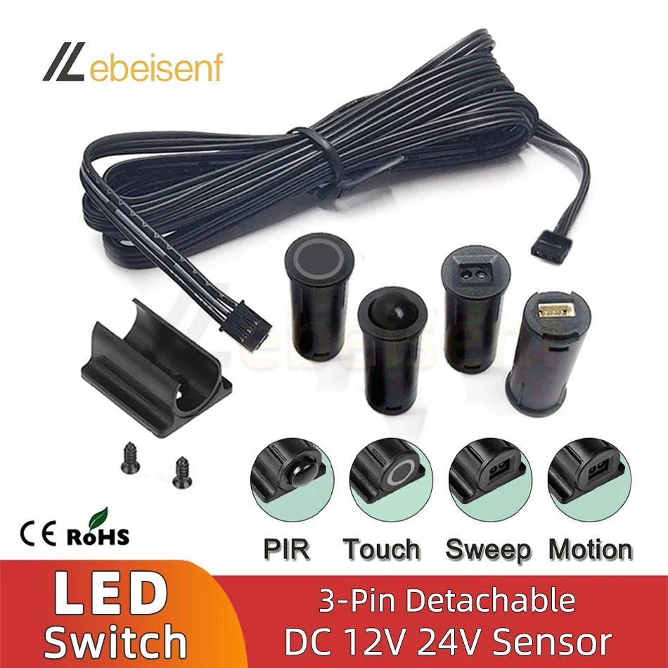 Berührungssensor-Schalter Handbewegungssensor 5A 12V-24V IR-Bewegungssensor Handwellen-Sensor Smart LED Schrankbeleuchtung/Garderobenlampe