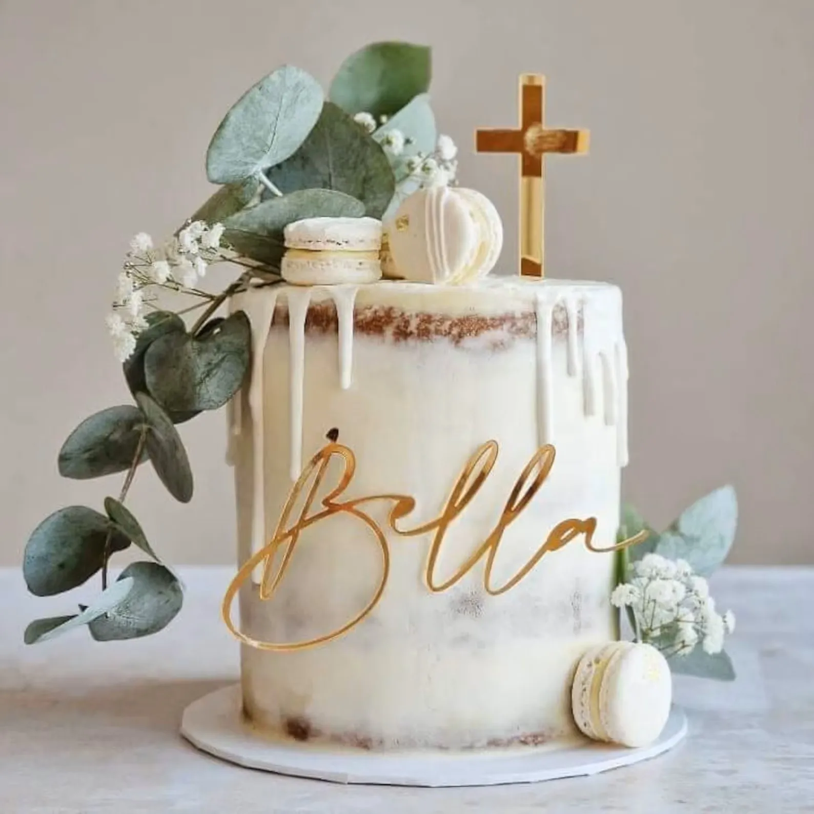 Personal isierte Kuchen Name Charme und Cross Topper Set/heilige Kommunion/Acryl Taufe Erstkommunion Kuchen Dekoration Image