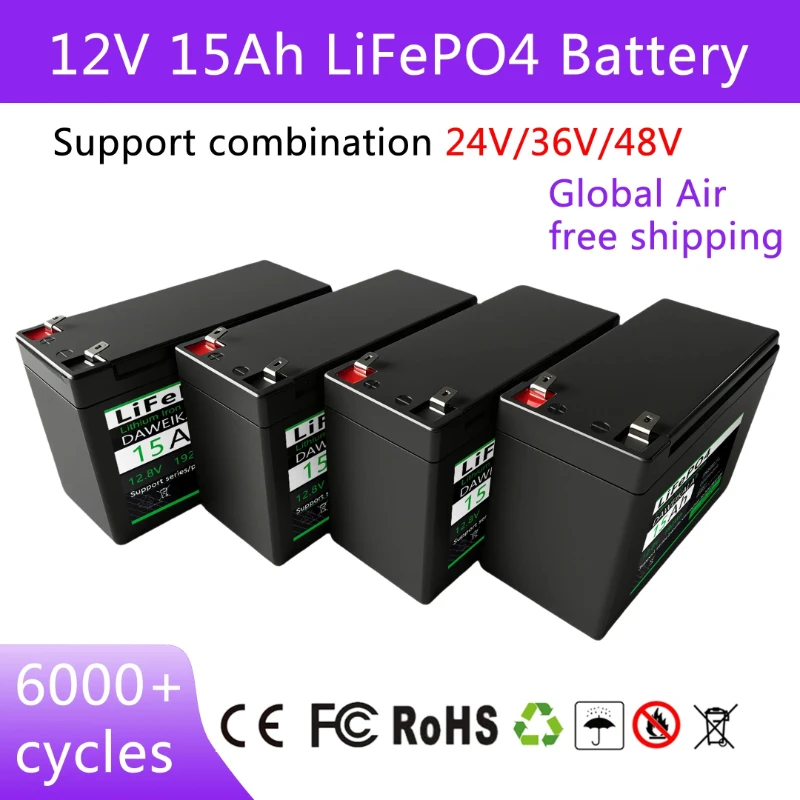 12V 15Ah LiFePO4-Akku Eingebautes 30A BMS für Sprühgerät Zugangskontrolle Audio UPS Kinderspielzeug Elektrofahrzeug 12V-Stromversorgung Image