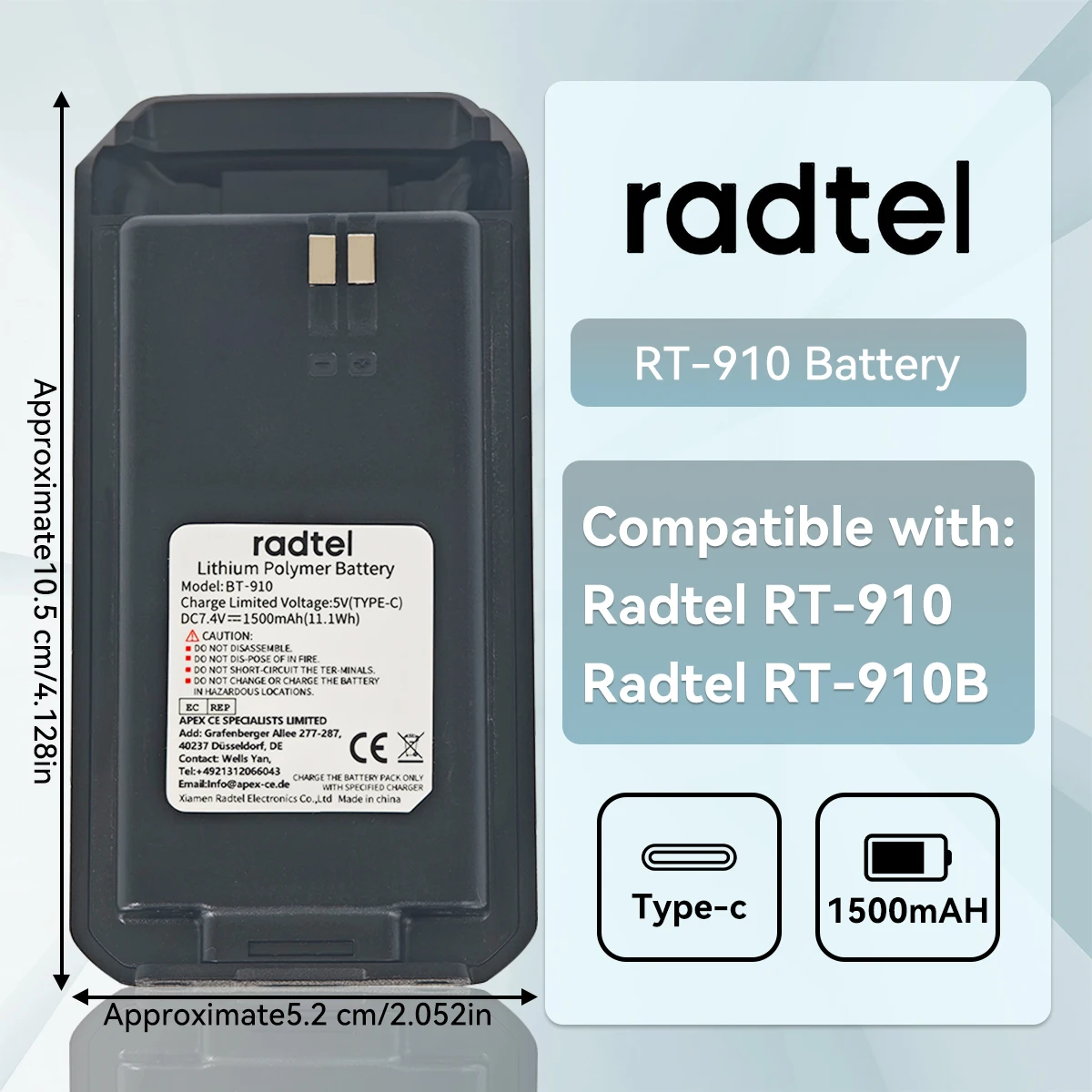 Radtel RT-910 Original Walkie Talkie Li-Ionen-Akku 1500 mAh für Radtel RT-910 RT-910B Zweiweg-Amateurfunk Image