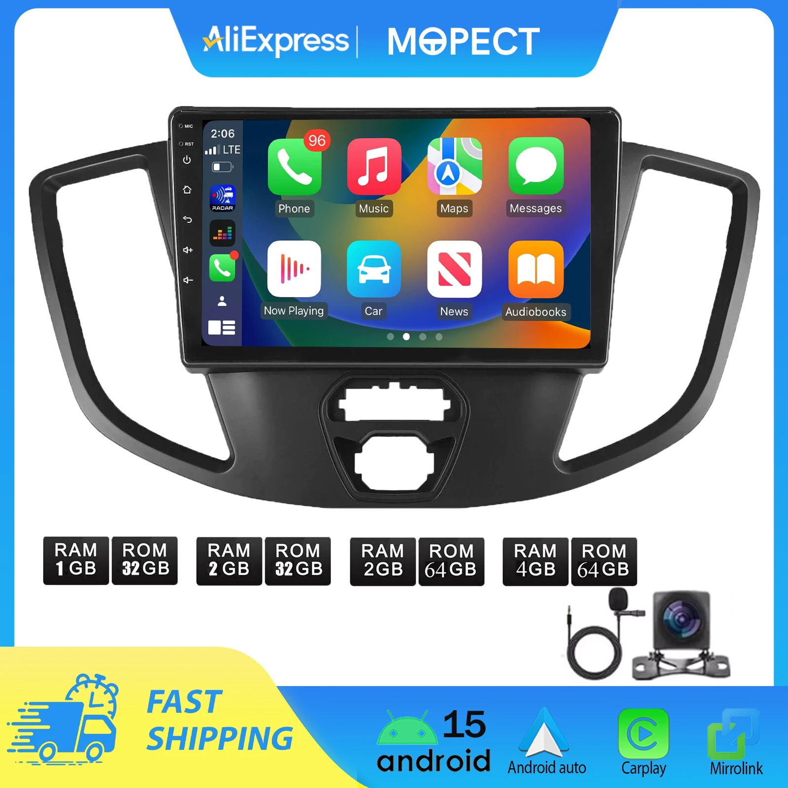 9'' Autoradio-Bildschirm für Ford Transit 2015 2016 2017 2018 2019 Auto Intelligentes System Carplay Android Auto WIFI Bluetooth Image