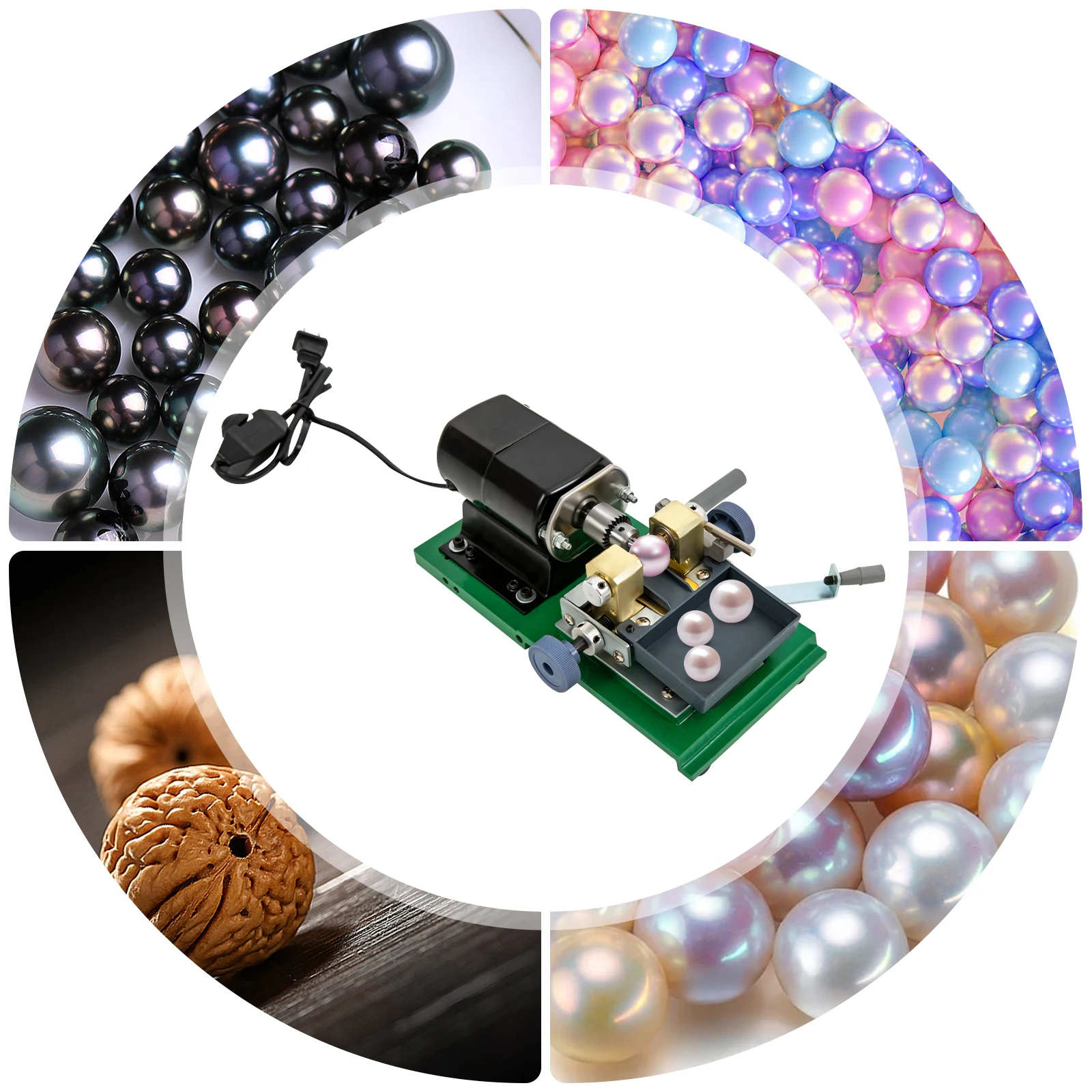 Perlenbohrmaschine, 360 W, 500–15000 U/min, präzises Bohren mit 20 Paar Spannzangen, Fußschalter für die Herstellung von 0,16–1,4 Zoll großen Perlen Image