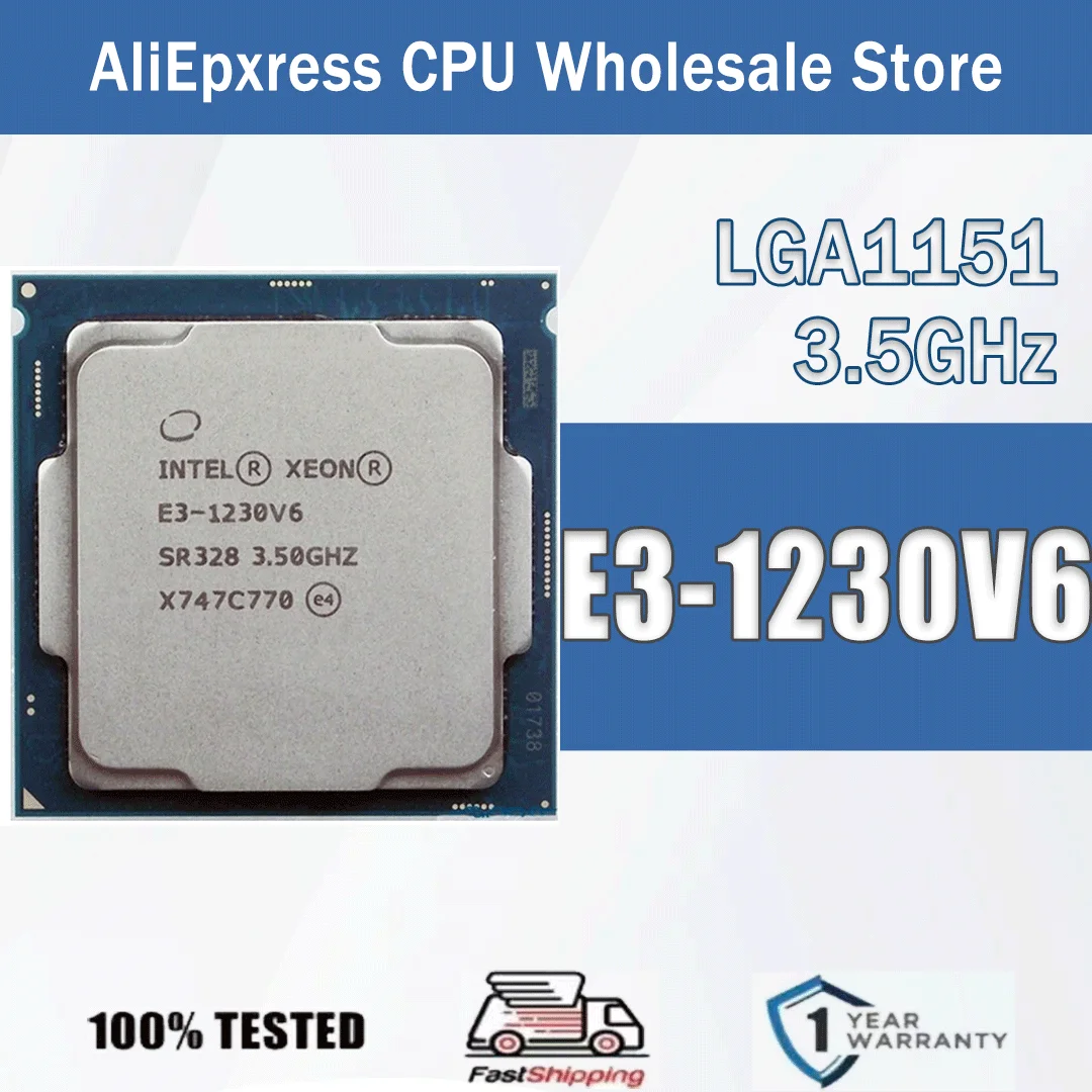 Intel Xeon E3-1230V6 3,5 GHz 4 Core 8 Thread 80 W E3 1230 V6 Computer CPU Prozessor Server E3 1230V6 Paket LGA 1151 Image