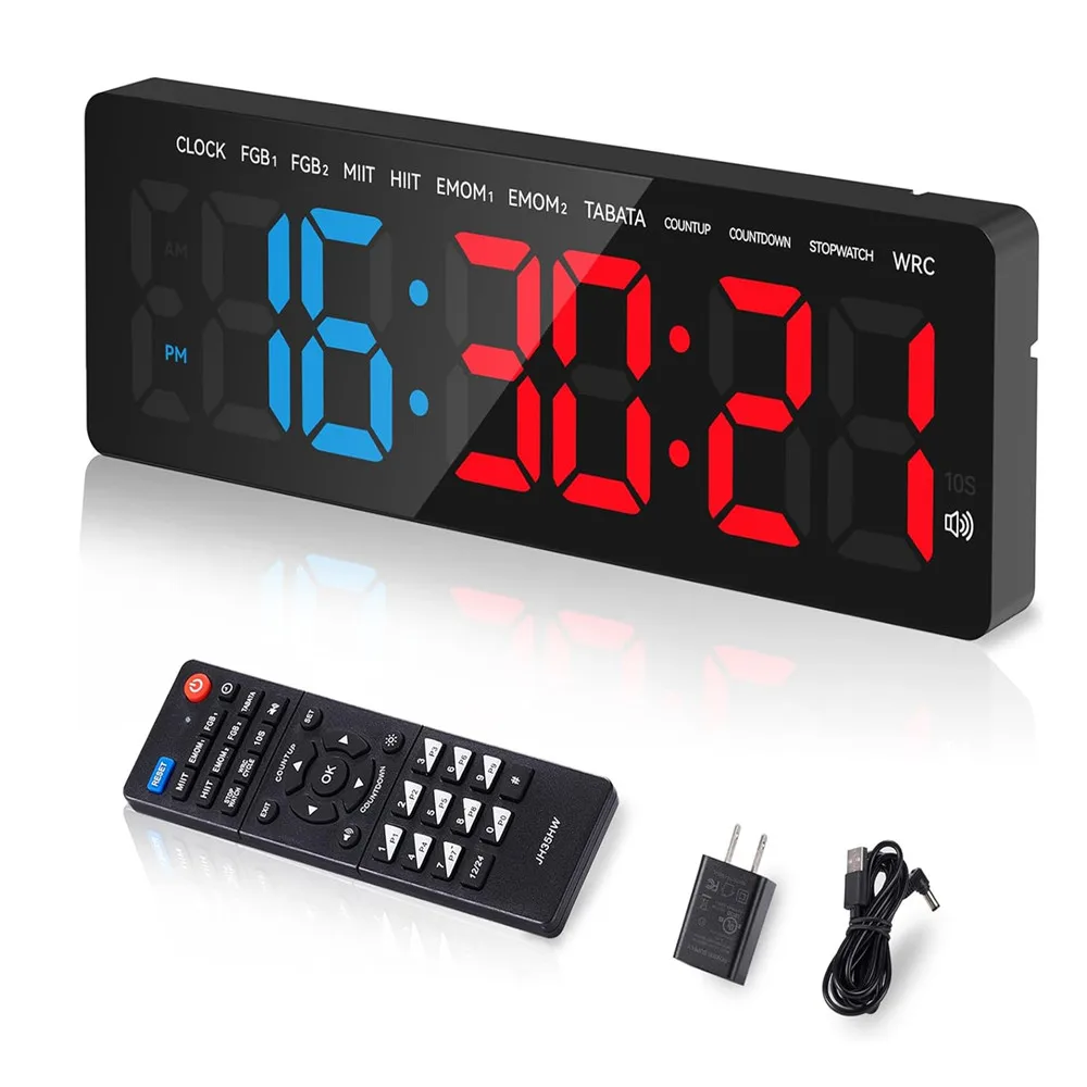 3,5-Zoll-Digital-Timer für Fitnessstudio, Countdown/Up-Uhr, ultraklares LED-Display, Powerbank, kompatibles Training, Stoppuhr-Timer aus Metall Image