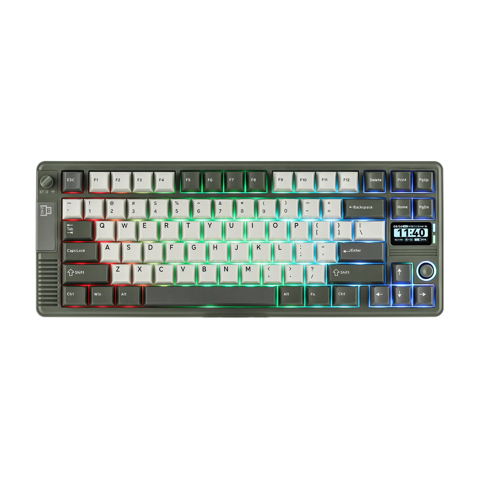 EPOMAKER RT85 75 % ANSI US-Layout-Dichtung, kabelgebunden/BT/2,4 GHz, kabellose mechanische Tastatur mit Joystick und DIY-Bildschirm, 1000 Hz Polling Image
