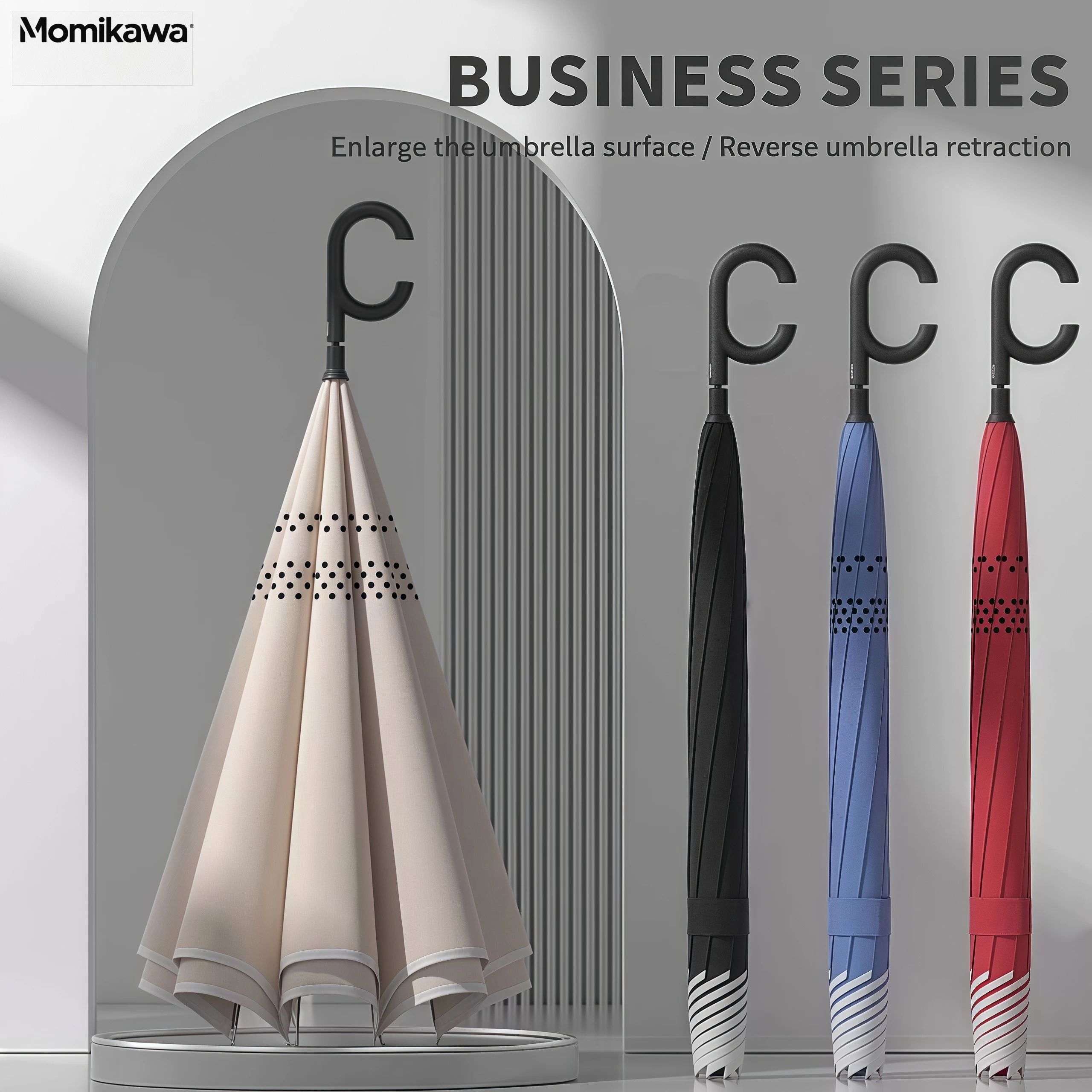 Automatischer Regenschirm mit langem Griff, übergroßer, doppellagiger, verstärkter, winddichter Regenschirm für Autos, Geburtstags- und Weihnachtsgeschenk Image