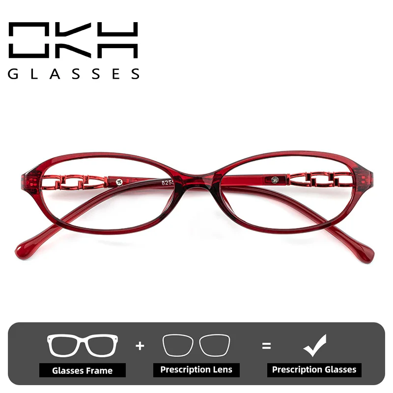 OKH Intellektueller und großzügiger TR-Rahmen mit ultraleichter Textur, Myopie-Brillengestell für Damen, verschreibungspflichtige Brillen, Lesen Image