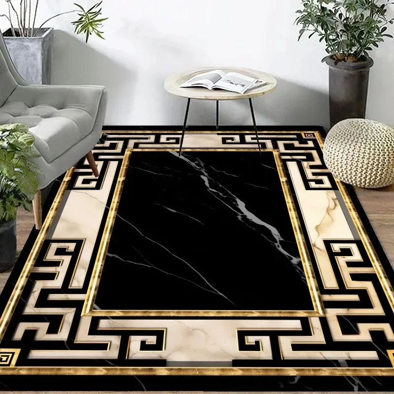 Luxus europäische Lounge Teppich Sofa Seite großflächige Teppiche Marmor Dekor Wohnzimmer Teppich weiche Anti-Rutsch-Schlafzimmer Küche Boden matte Image