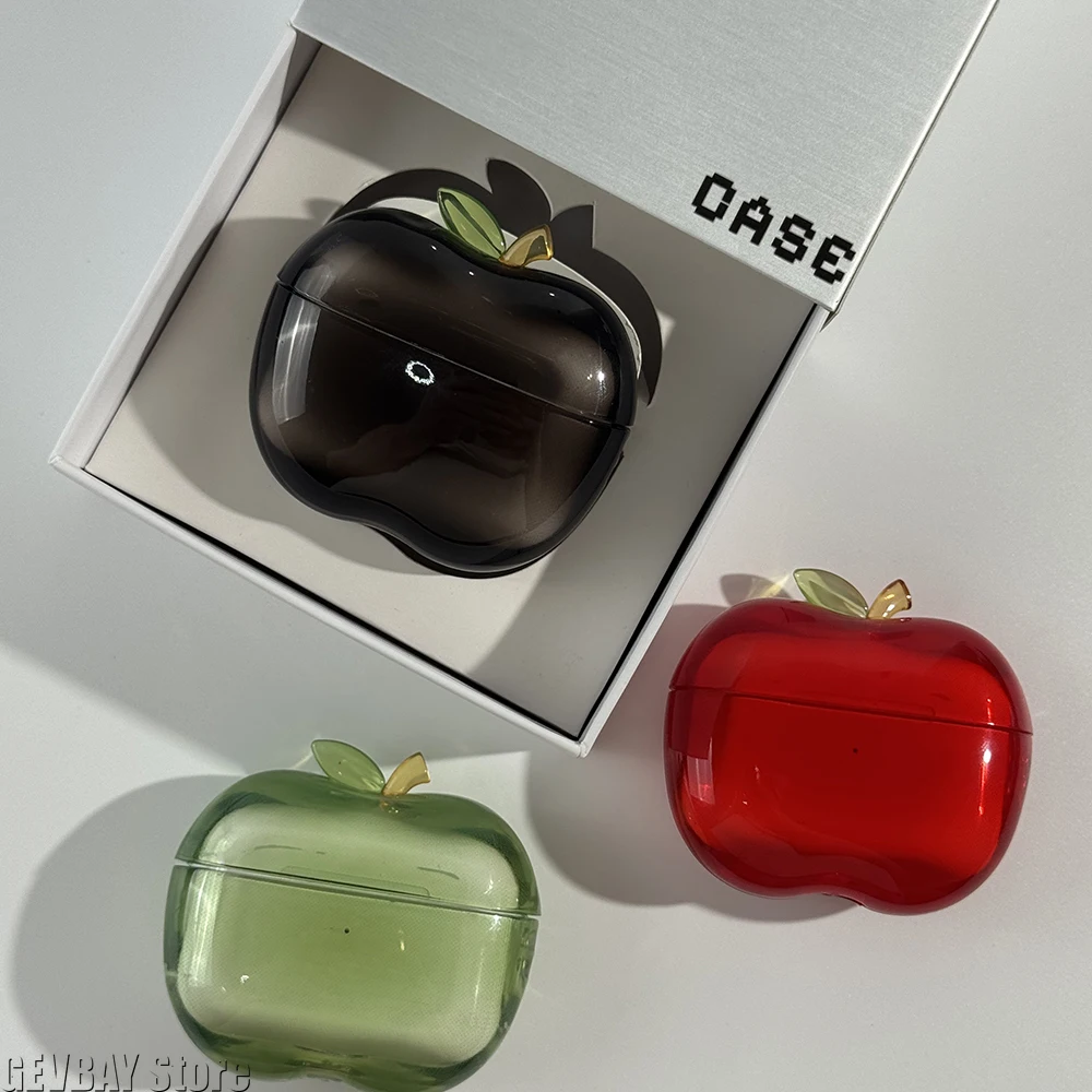Transparente Fruit Airpods Pro 2/1 Kopfhörerhülle, sturzsicher, Apfelform, TPU, weiches Design, individuell gestaltete, personalisierte Airpods Pro Hülle Image