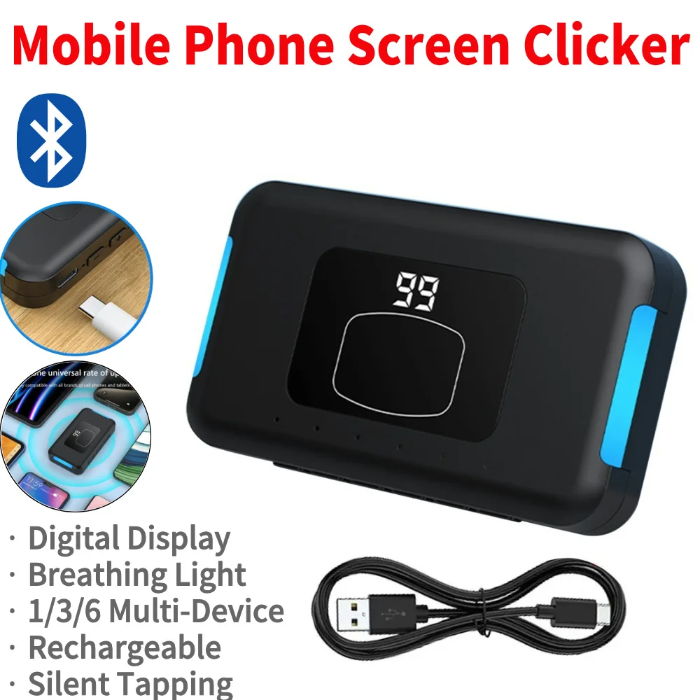 1/3/6-Kopf-Smartphone-Wireless-Auto-Screen-Clicker, automatischer Tipp für Live-Streaming, 199-Gang-Einstellung, Spielfunktion für Android/iOS Image