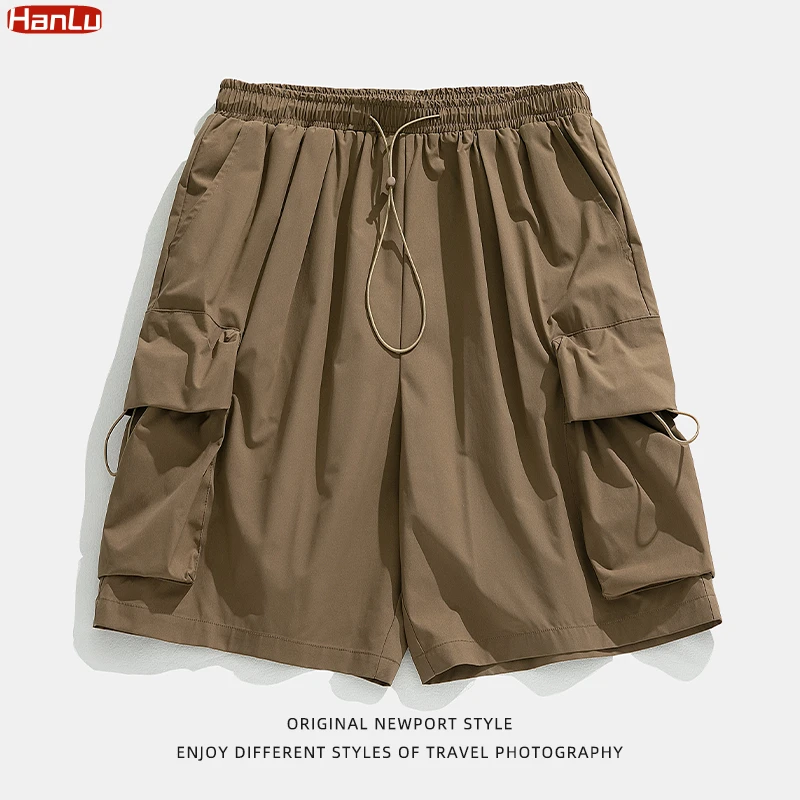 2025 sommer Neue Japanischen Stil Große Größe Dünne Shorts Männer Lose Knie Cargo-Shorts Hip Hop Streetwear Männliche Kurze Hosen