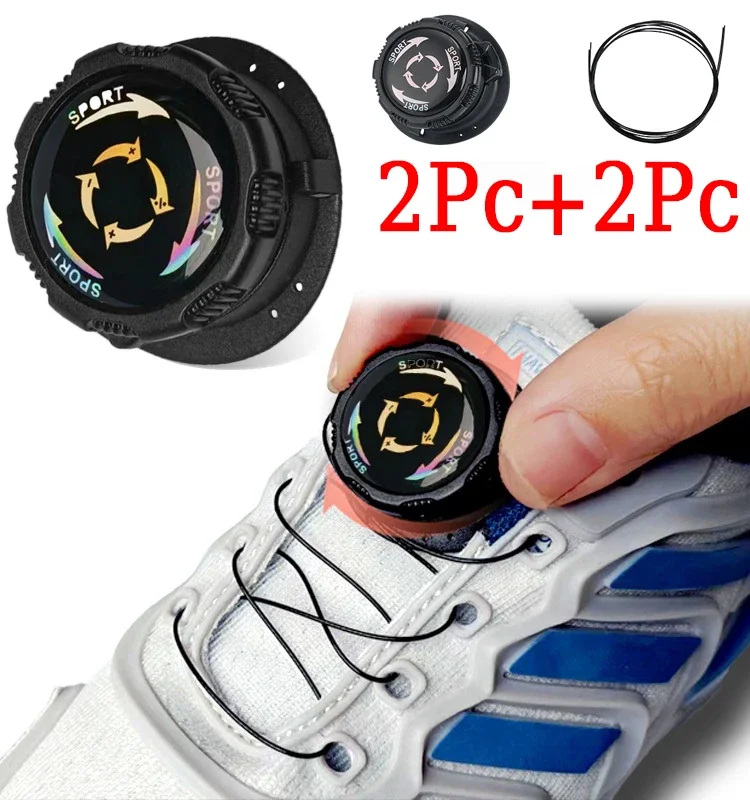 1 Paar Metalldraht drehbare automatische Schnalle Seil Sneaker Schnürsenkel für Kinder/Erwachsene ohne Krawatte Schnürsenkel Quick Lock Schnürsenkel Sneakers Image