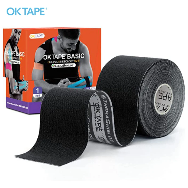 Ok Band 5cm x 5m Kinesiologie Band grundlegende Original Baumwolle elastische Sport band Latex frei ungeschnittene Rolle Fitness Gym Schmerz linderung Arm Image