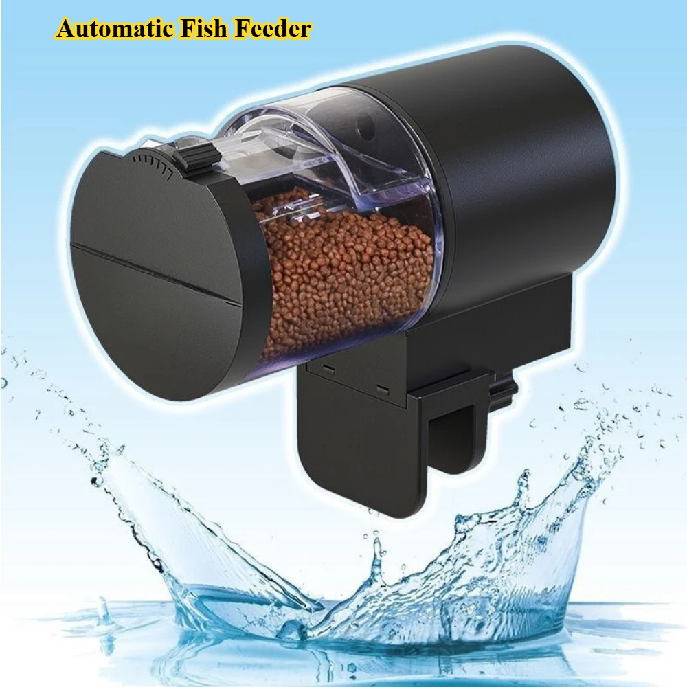 Automatischer Fischfutterautomat 100ML Batteriebetrieben Programmierbarer Timer für Aquarien Einfache Einrichtung Urlaubsnutzung Tierpflege Fischbecken Futter Image