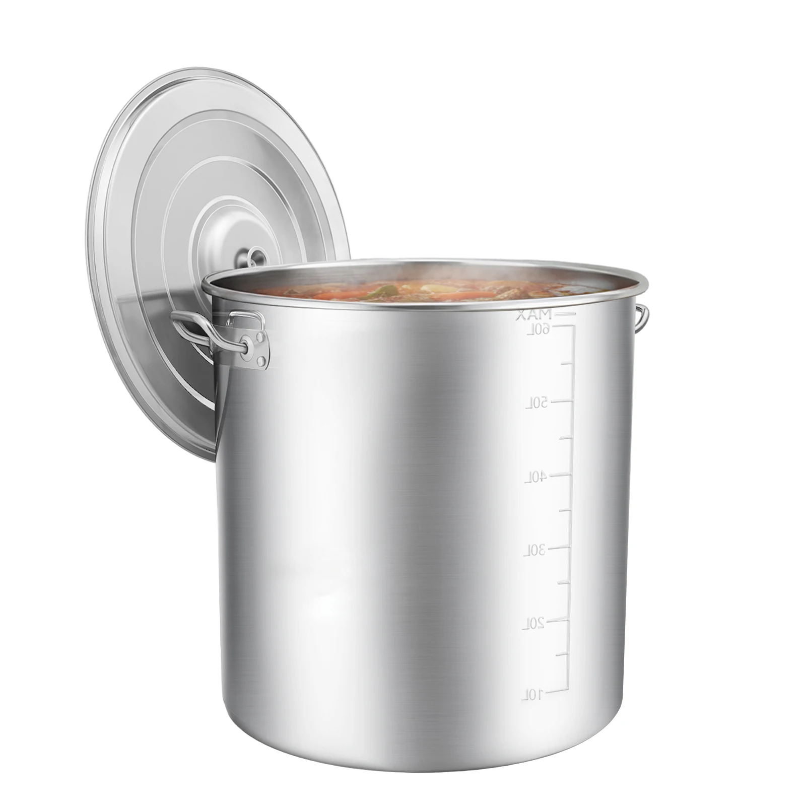 74Qt 201 Edelstahl-Suppentopf mit großem Fassungsvermögen für gewerbliche und private Zwecke, zum Schmoren, Kochen, Braten und Warmhalten, für Hotel, Party, Buffet, Induktionsherd Image