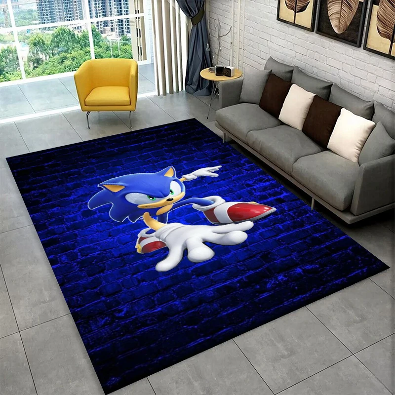 Klassischer S-Sonic Cartoon-Spielteppich für Spielzimmer, Schlafzimmer, Wohnzimmer, Sofa, Heimdekoration, Kinderteppich, rutschfeste Bodenmatte, Geschenk