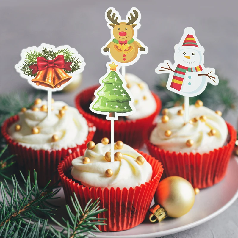 24 stücke Cartoon Santa Claus Kuchen Topper Weihnachten Cupcake Topper Für Weihnachten Party Dessert Backen Dekor Zubehör 2025 Neue Jahr Image