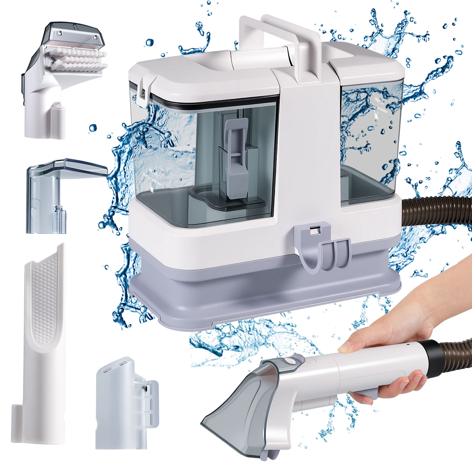 400 W Sofa-Reinigungsmaschine, Teppich-Staubsauger, Spray und integrierter Staubsauger für Sofakissen und Auto-Innenreinigung Image