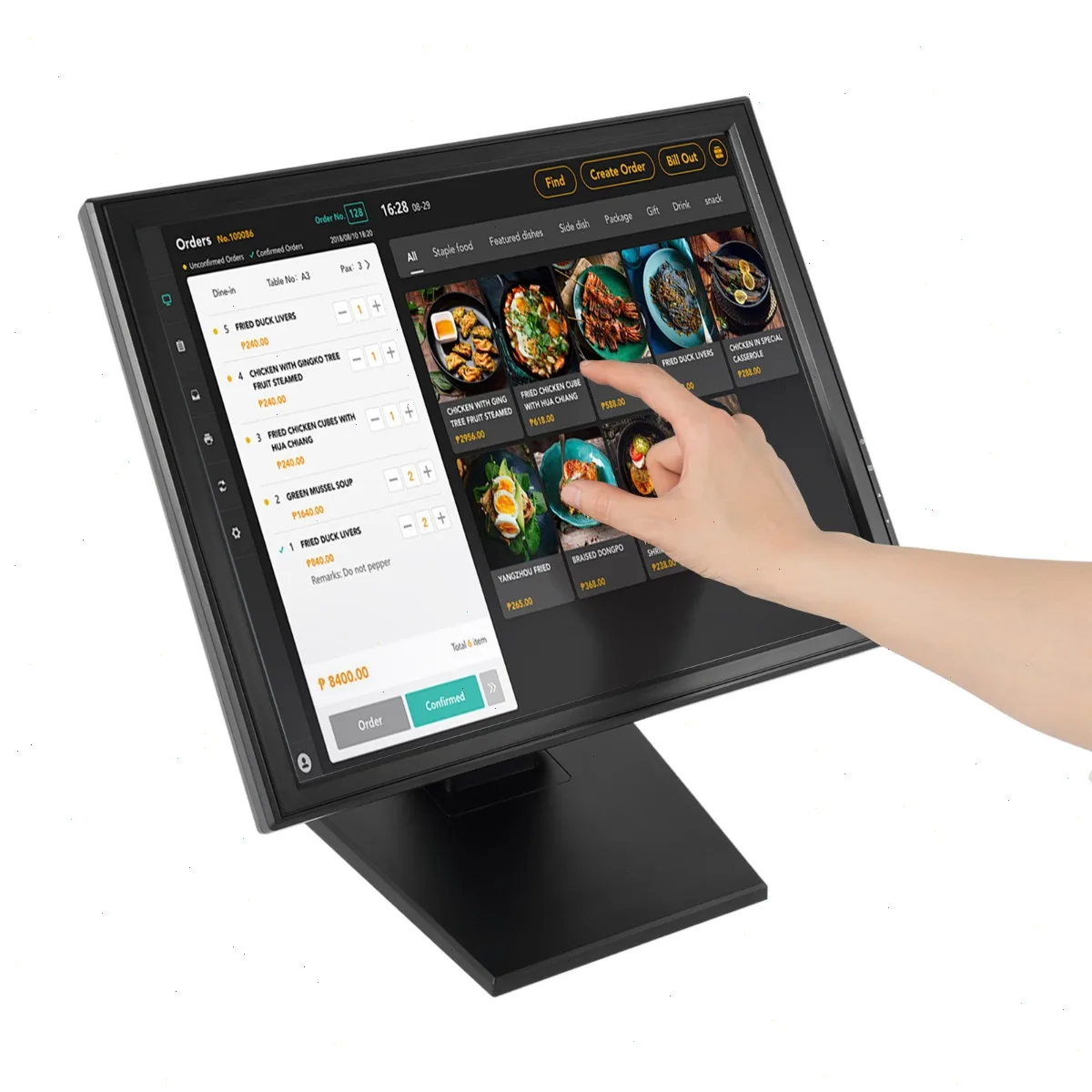 Touchscreen-Monitor 17 Zoll, Staubdicht mit Resistiver USB-Schnittstelle, VESA-Halterung für POS PC Kiosk Restaurant Büro ﻿ Image