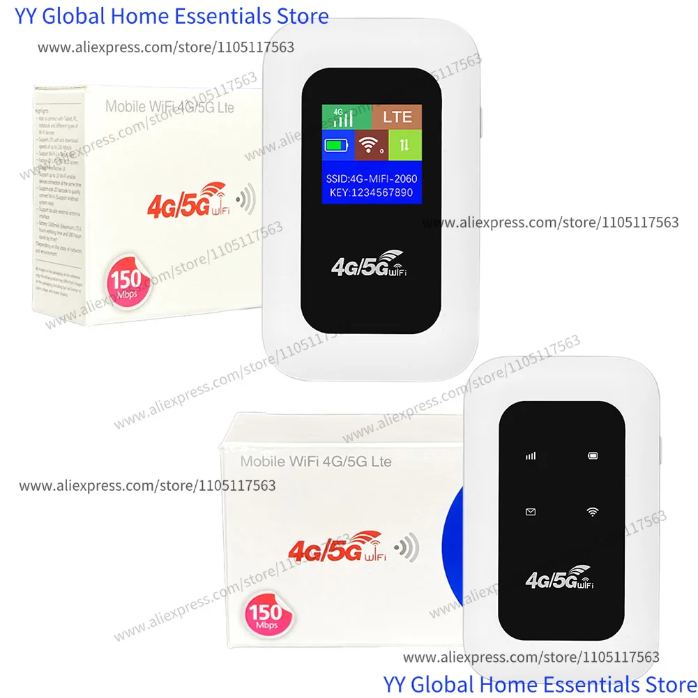 4G LTE Mobiler WLAN-Router: 150Mbps Tragbarer Pocket MiFi Modem mit SIM-Kartensteckplatz, 3500mAh Akku, Kabelloser Hotspot Image